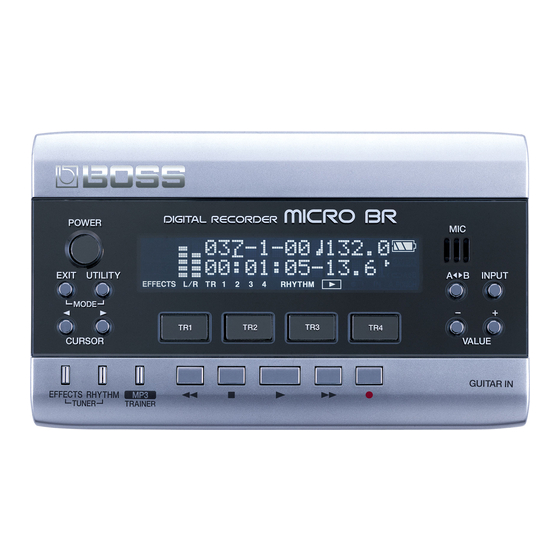 Boss MICRO BR BOSS DIGITAL RECORDER MICRO BR Manuals