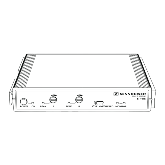 Sennheiser SI 1015 Quick Manual