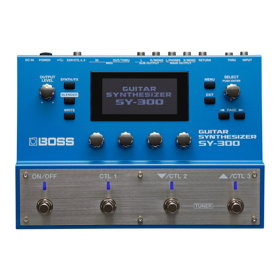 Boss SY-300 Owner's Manual And Warranty Information