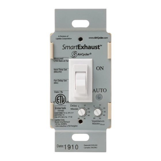 Lipidex AirCycler SmartExhaust FV-WCPT1-W Quick Start Manual