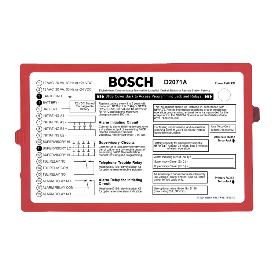 Bosch D2071A Manuals