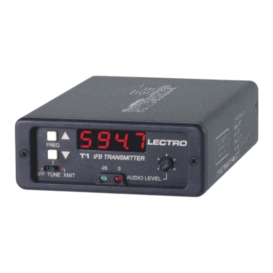 Lectrosonics T1 IFB Transmitter Manuals
