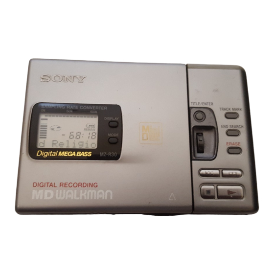 Sony MZ-R30 - MD Walkman MiniDisc Recorder Manuals