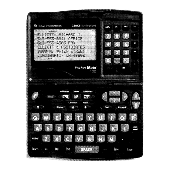 Texas Instruments PocketMate 200 Quick Start Manual