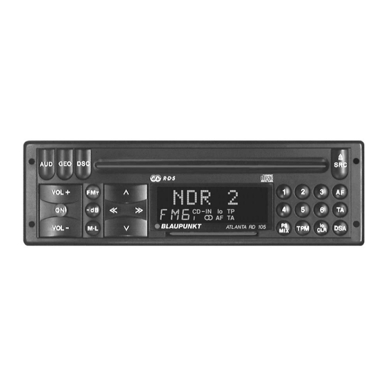 Blaupunkt Atlanta RD 105 Fitting Instructions Manual