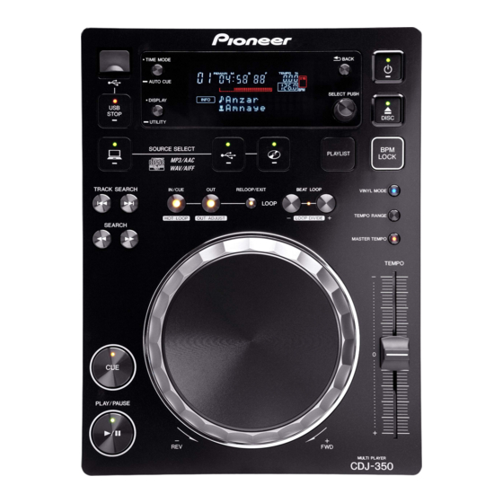 Pioneer CDJ-350 Connection Manual