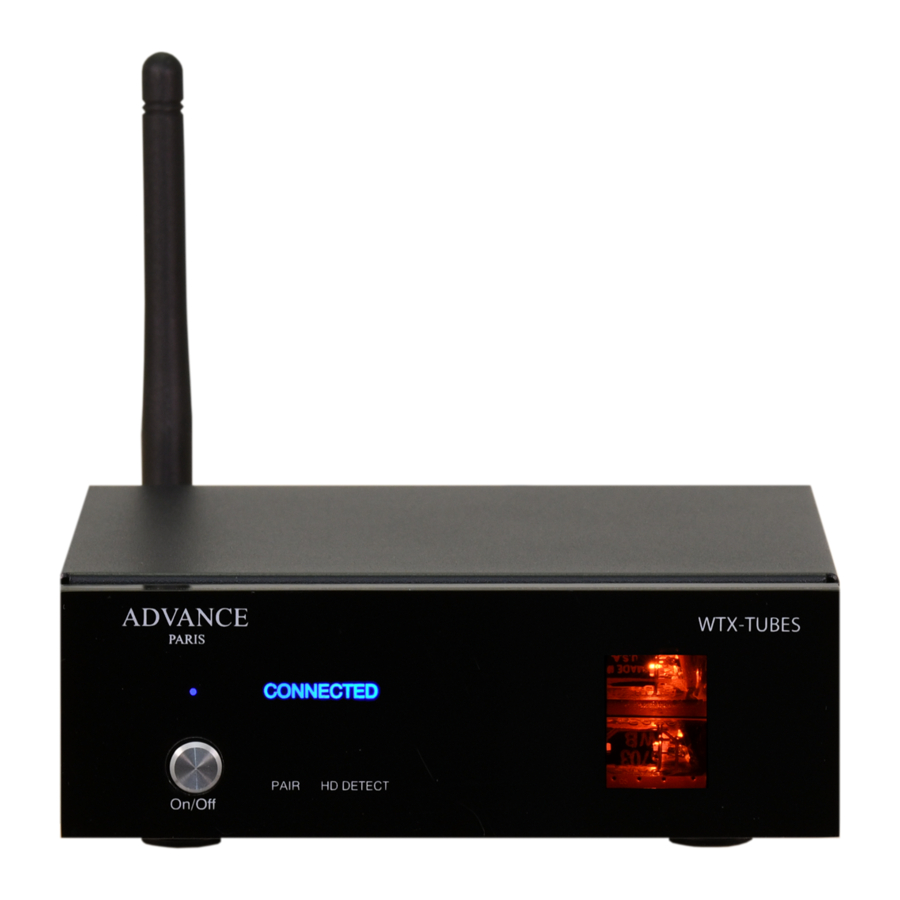Advance Paris WTX TUBES Quick Start Manual