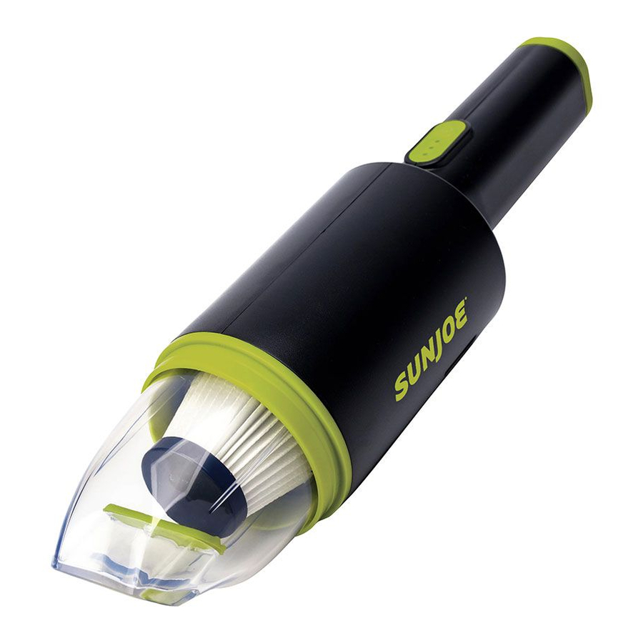SunJoe AJV1000 - Cordless Handheld Vacuum Cleaner Manual