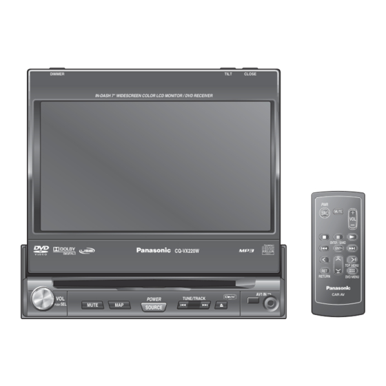 Panasonic CQ-VX220W Installation Instructions Manual