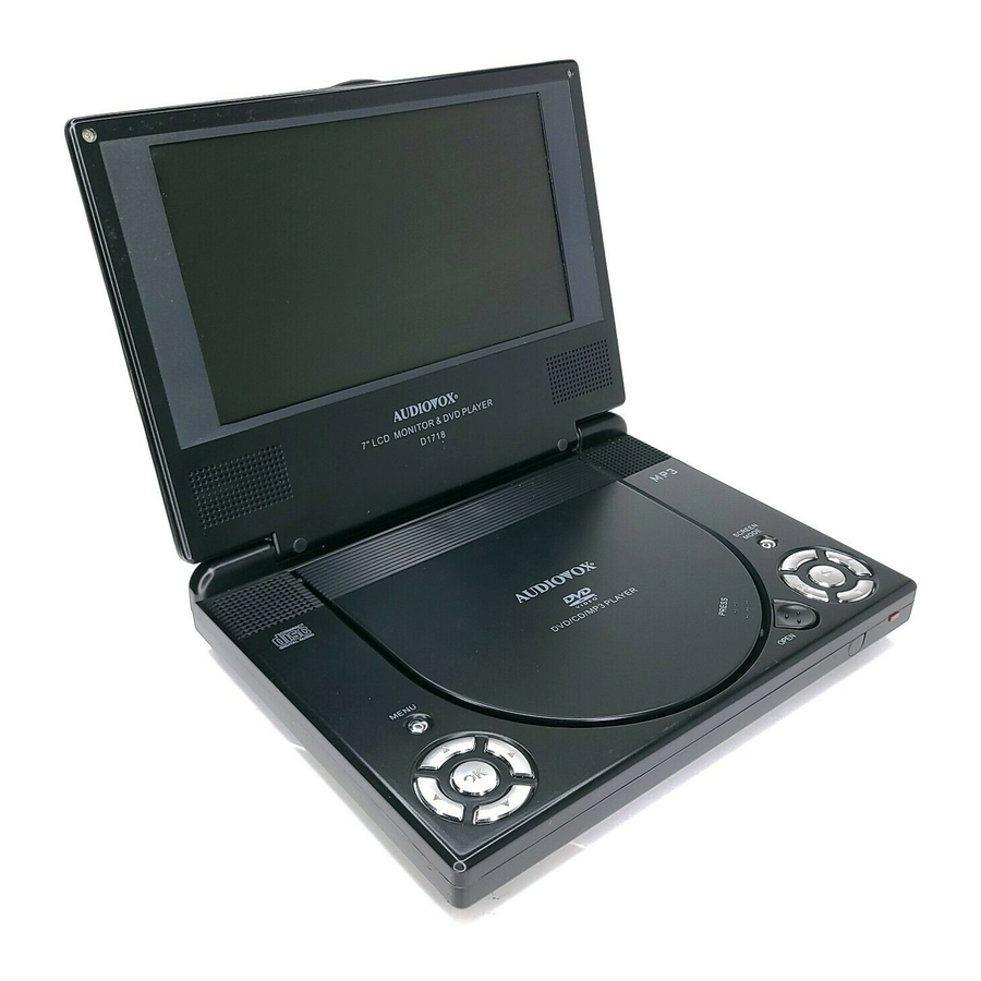 Audiovox D1718ES - DVD Player - 7 Manuals