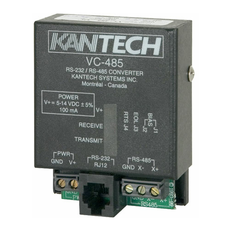 KANTECH MULTIFUNCTION COMMUNICATION INTERFACE VC485 WIRING DIAGRAM