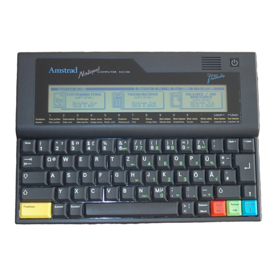 AMSTRAD NOTEPAD NC100 MANUAL Pdf Download ManualsLib
