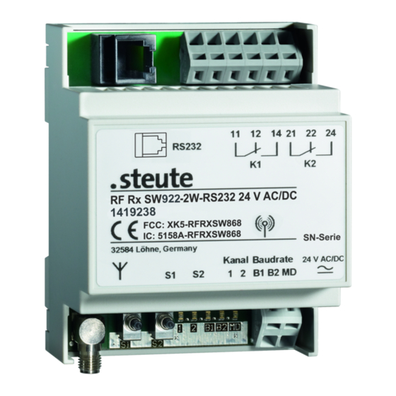 steute SW868-2W-RS232 Mounting And Wiring Instructions
