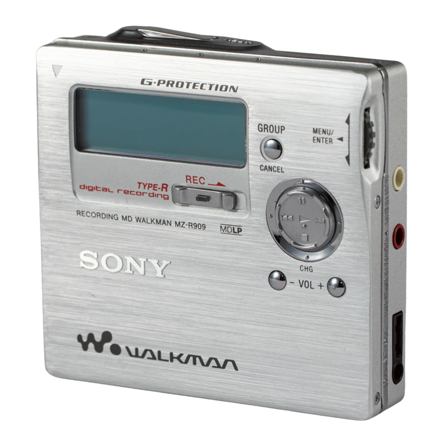 Sony Walkman MZ-R909 Operating Instructions Manual