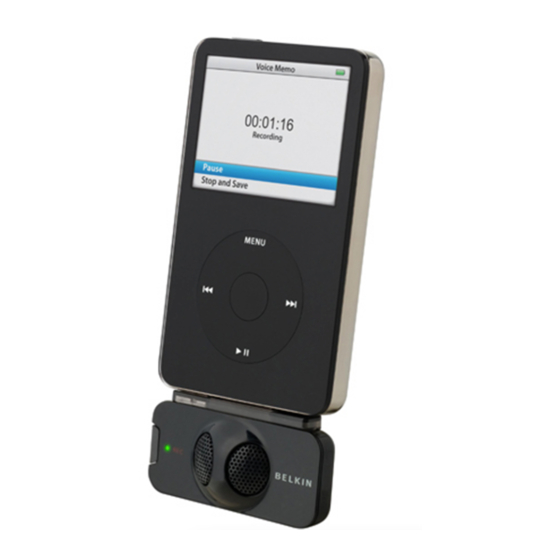 Belkin F8Z082-BLK - TuneTalk - Digital Player Voice Recording Unit Manuals