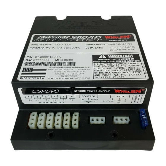 Whelen Engineering Company CSP690 Installation Manual