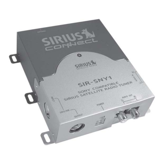 Sirius Satellite Radio SIRIUS SiriusConnect SIR-SNY1 Manuals