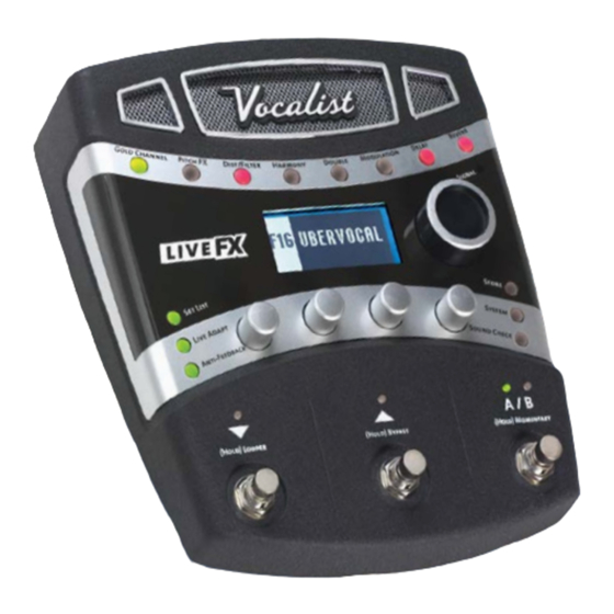 DIGITECH VOCALIST LIVE FX OWNER'S MANUAL Pdf Download | ManualsLib