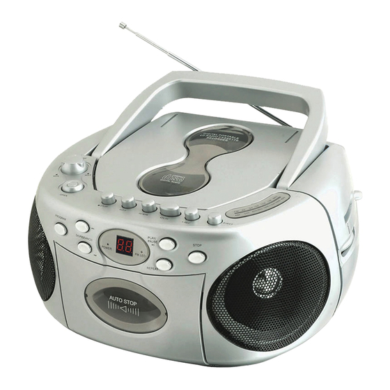 Minichaîne stéréo lecteur de CD et de cassette Proscan SRCD286-SLVR avec  radio AM/FM