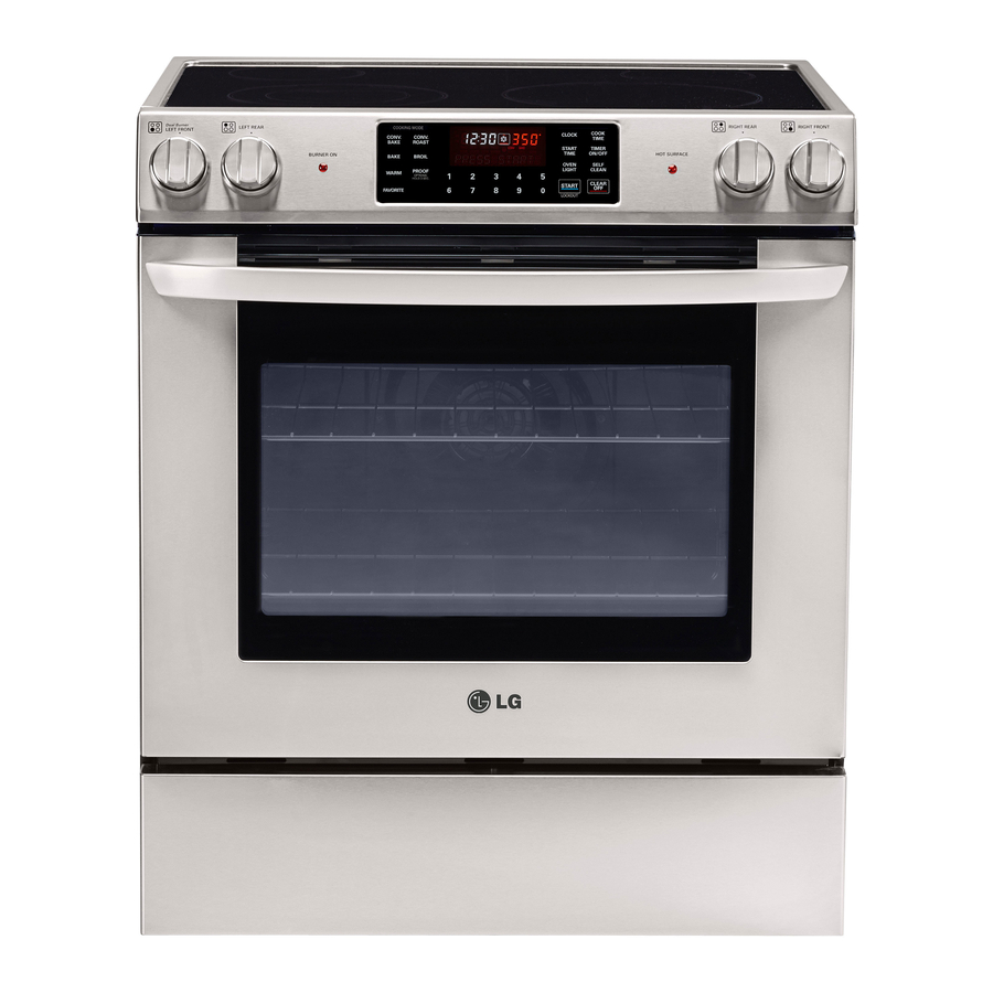 Lg Lse3092st 00 Electric Range Owner's Manual