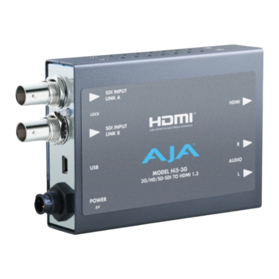 AJA Hi5-3G Installation And Operation Manual