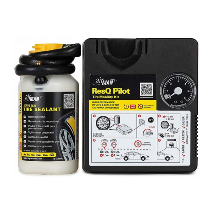 AirMan ResQ Pilot Tire Mobility Kit - High Performance Air Compressor & Sealant Manual