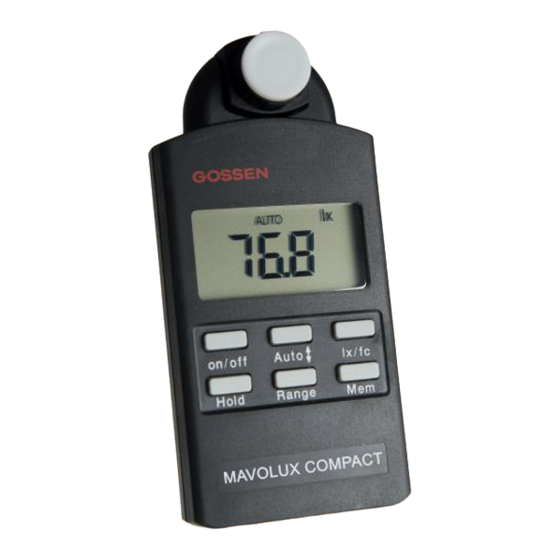 Gossen MetraWatt MAVOLUX COMPACT Operating Instructions Manual