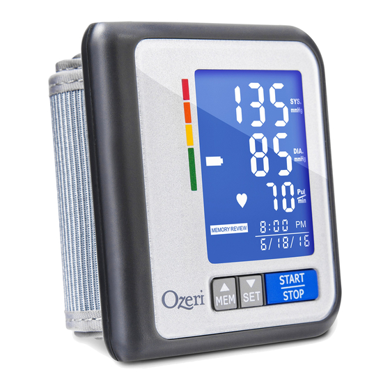 ozeri wrist blood pressure monitor manual