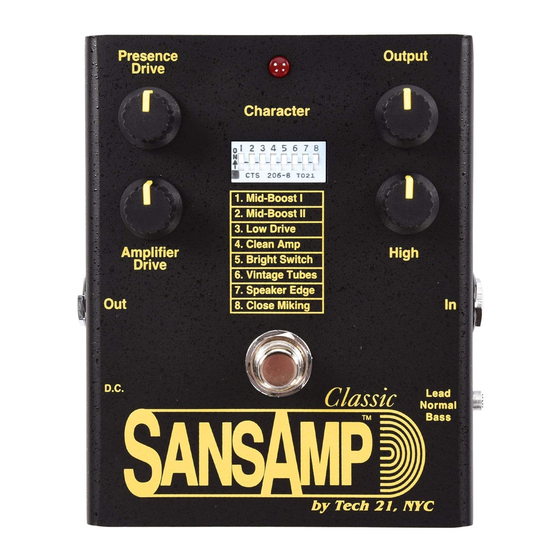 Tech 21 SansAmp Classic Owner's Manual