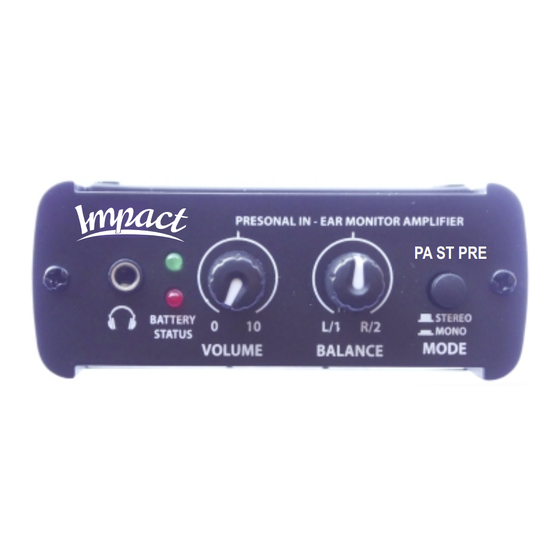 impact PA ST PRE Owner's Manual