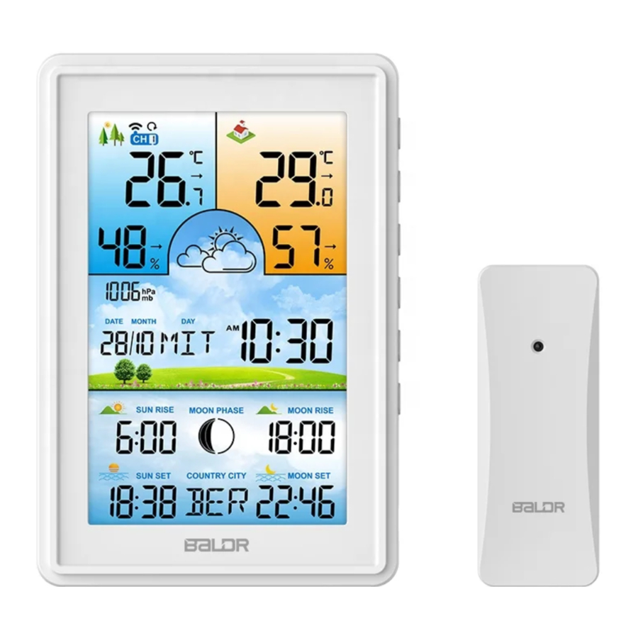 BALDR B0360WST2H2PR-V2 - COLOR RADIO-CONTROLLED WEATHER STATION MANUAL