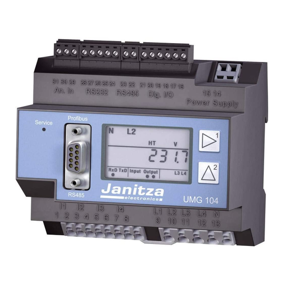JANITZA UMG 104 OPERATING MANUAL AND TECHNICAL DATA Pdf Download