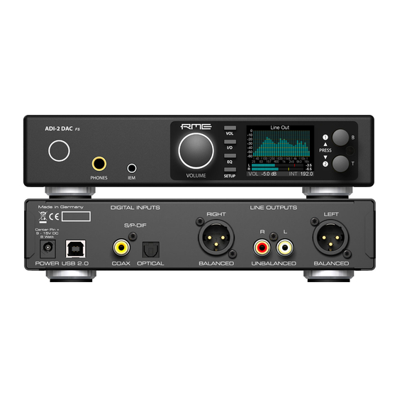 RME Audio ADI-2 DAC User Manual