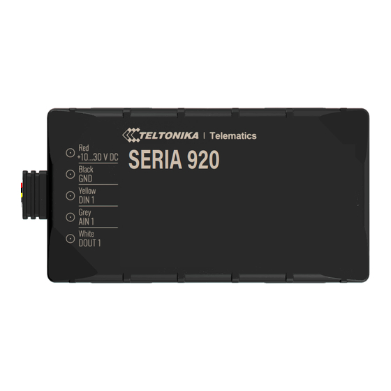 Teltonika FMC920 First Start-Up Quick Start Manual