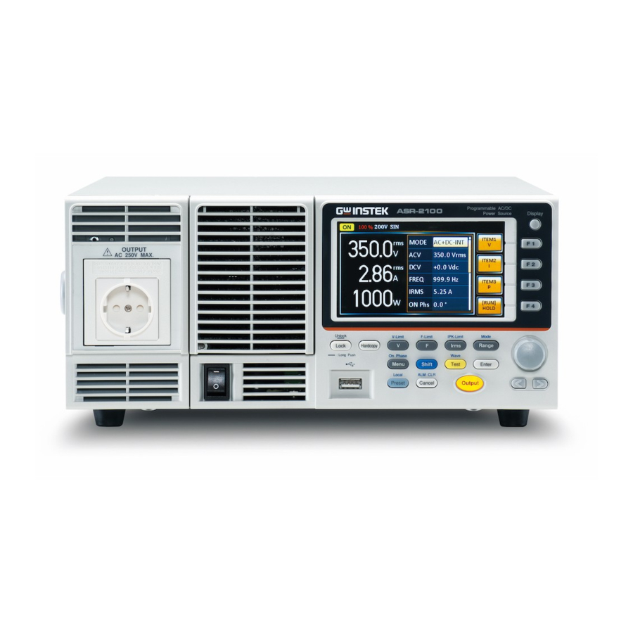 GW Instek ASR-2000 Series Quick Start Manual