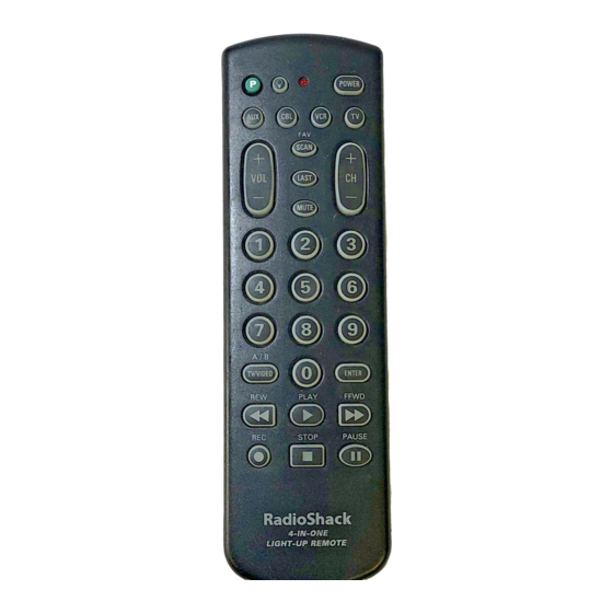 RADIO SHACK 4-IN-ONE SMART LIGHT-UP REMOTE CONTROL OWNER'S MANUAL Pdf ...