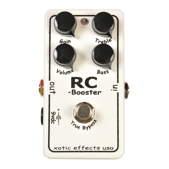 XOTIC EFFECTS RC BOOSTER MANUAL Pdf Download | ManualsLib
