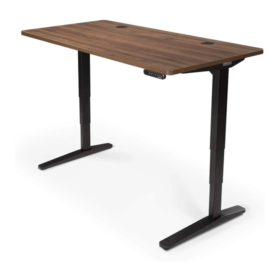 UPLIFT DESK 2LEG HEIGHT ADJUSTABLE STANDING DESK ASSEMBLY AND USER
