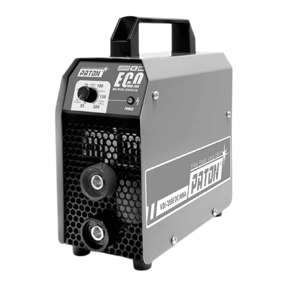 Paton ECO-160 Data Sheet And Operating Manual