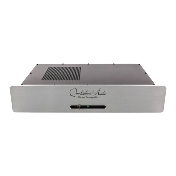 QUICKSILVER PHONO STAGE PREAMPLIFIE OPERATING INSTRUCTIONS Pdf Download