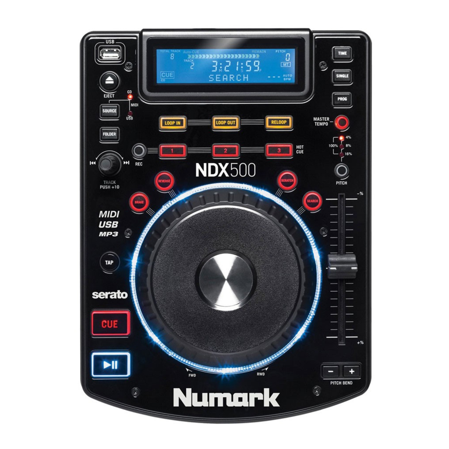 Numark NDX500 - USB/CD Media Player Manual