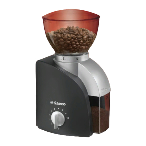 SAECO CONICAL BURR GRINDER TITAN INSTRUCTION MANUAL Pdf Download