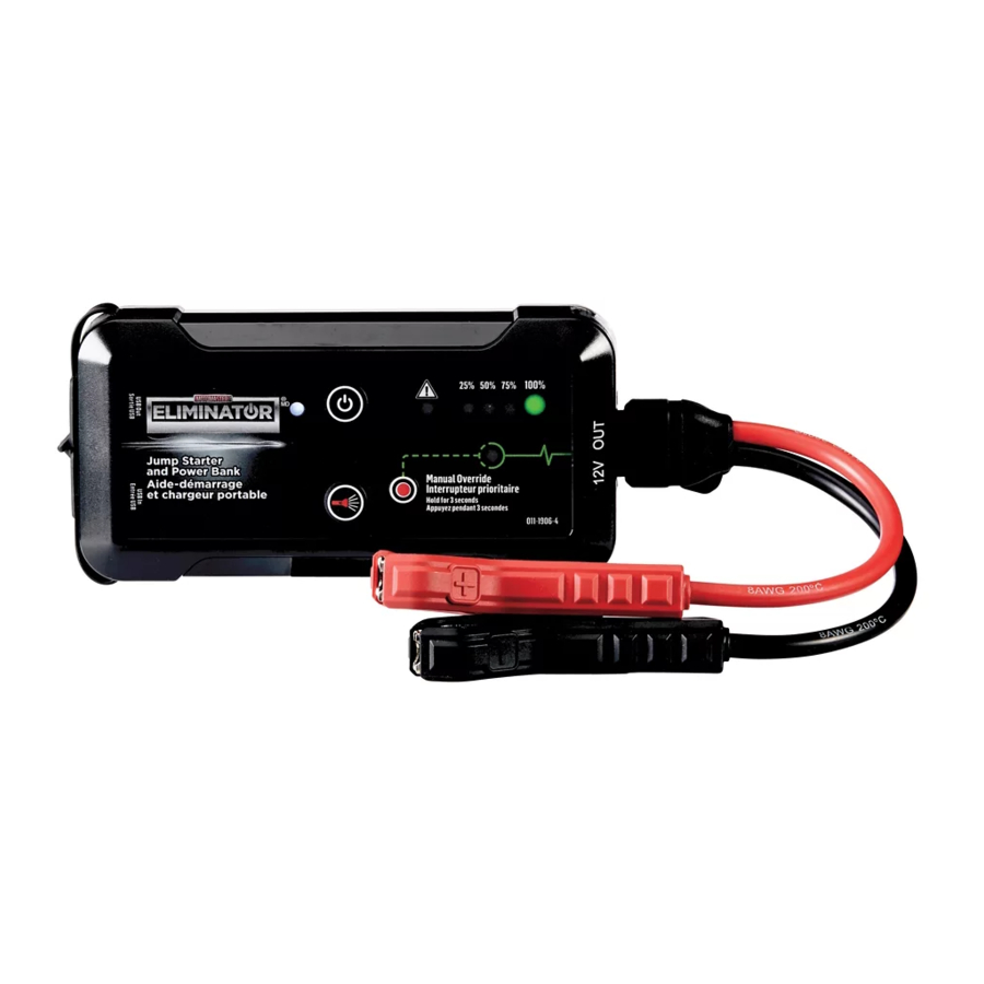 Bloc d’alimentation/démarreur de batterie MotoMaster Eliminator et chargeur  portatif USB, batterie au lithium-ion, 750 A, 12 V