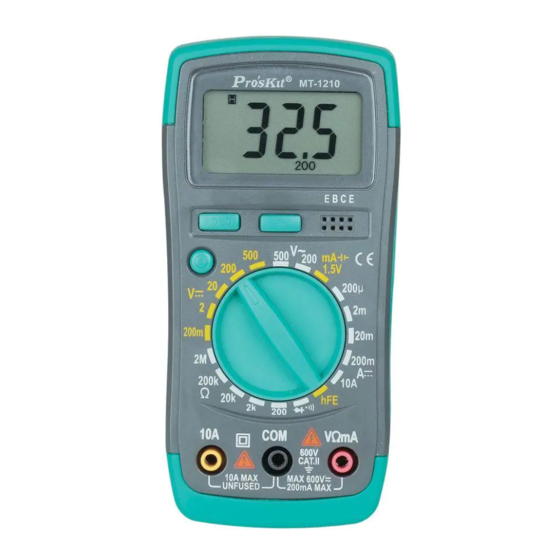 PRO'SKIT MT1210 MULTIMETER USER MANUAL ManualsLib