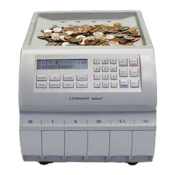 CUMMINS ALLISON JETSORT 1606 BANKNOTE COUNTER OPERATING INSTRUCTIONS