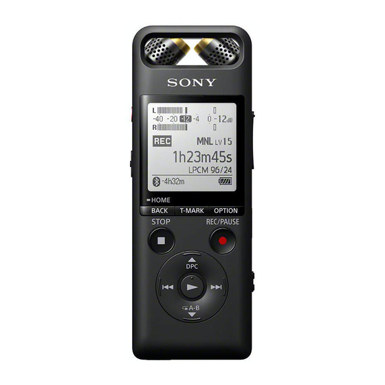 SONY PCM-A10 HELP MANUAL Pdf Download | ManualsLib