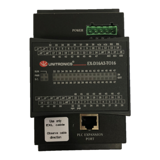 Unitronics EX-D16A3-TO16 Installation Manual