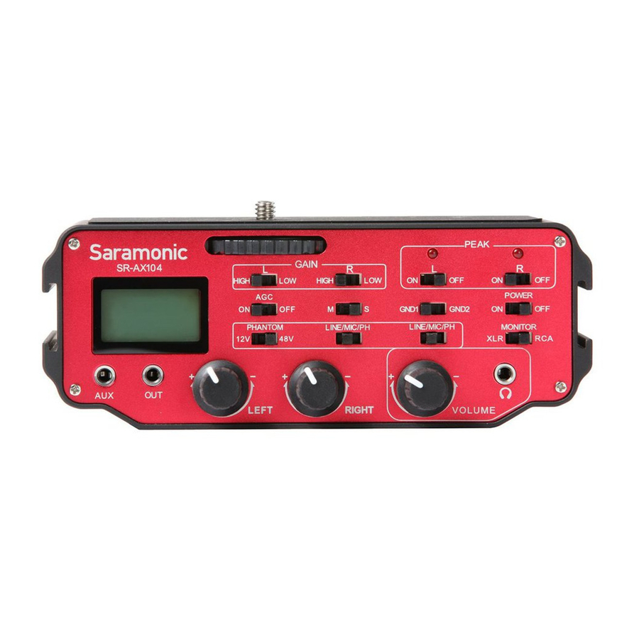 Saramonic SR-AX104 - 2-channel XLR Audio Adapter Manual