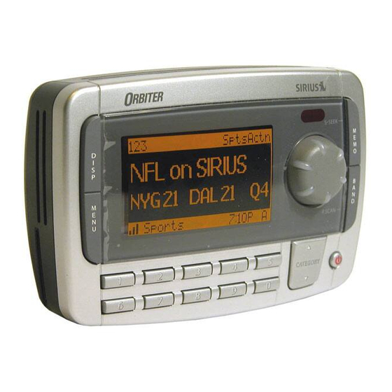 SIRIUS SATELLITE RADIO ORBITER SR4000 USER MANUAL Pdf Download ManualsLib