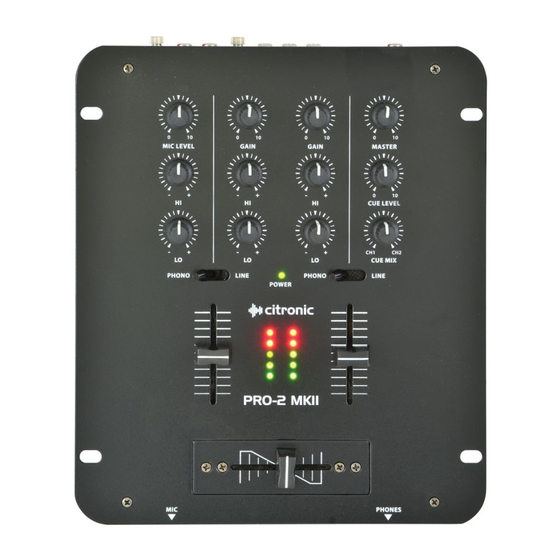 CITRONIC PRO-2 MKII MUSIC MIXER USER MANUAL | ManualsLib